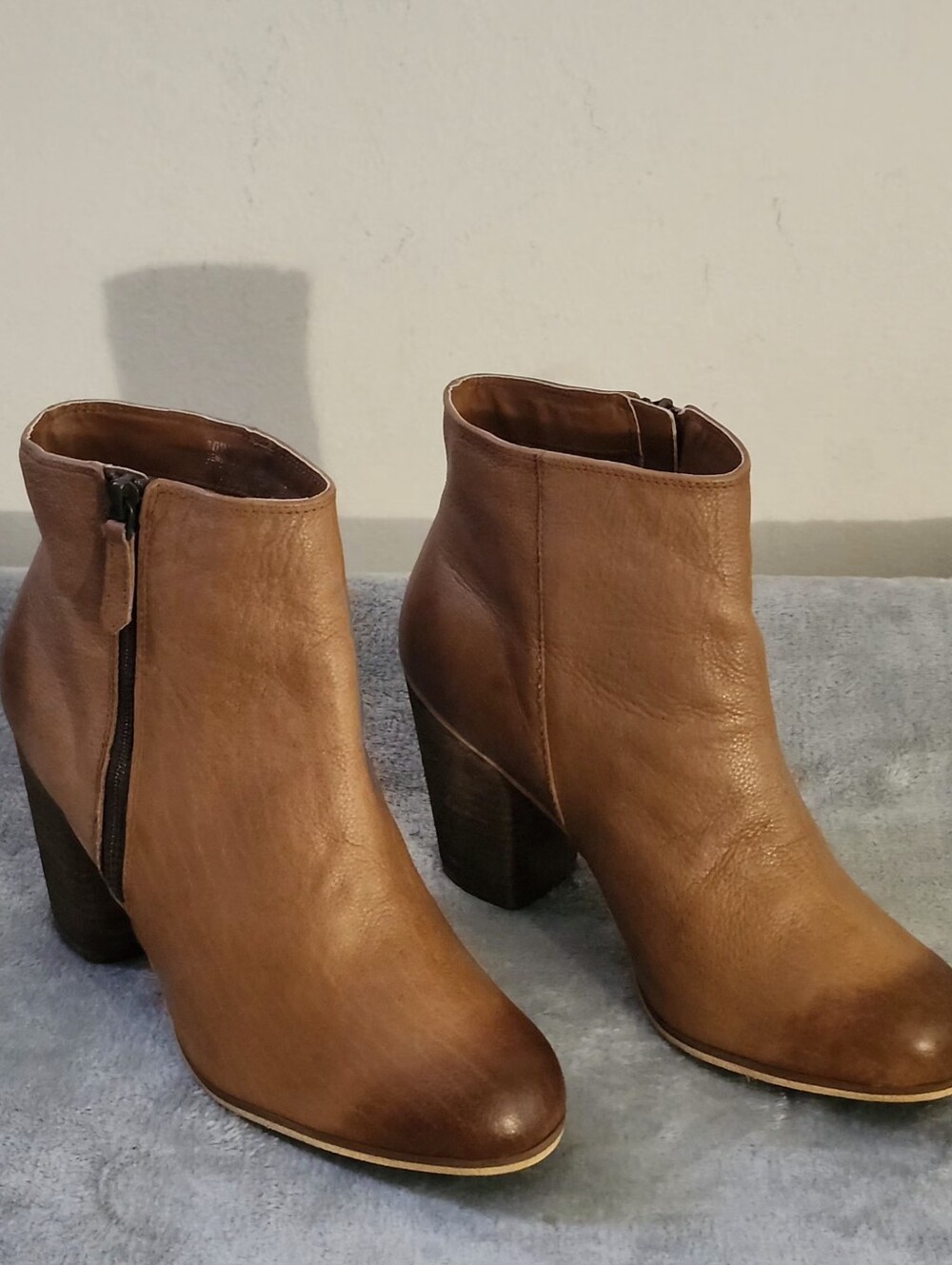 Nordstrom's BP "Trolley" Leather Ankle Boots Size:10W Color:Tan/Cognac